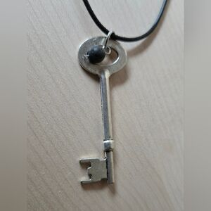 Silvertone Key Pendant Aromatherapy Necklace